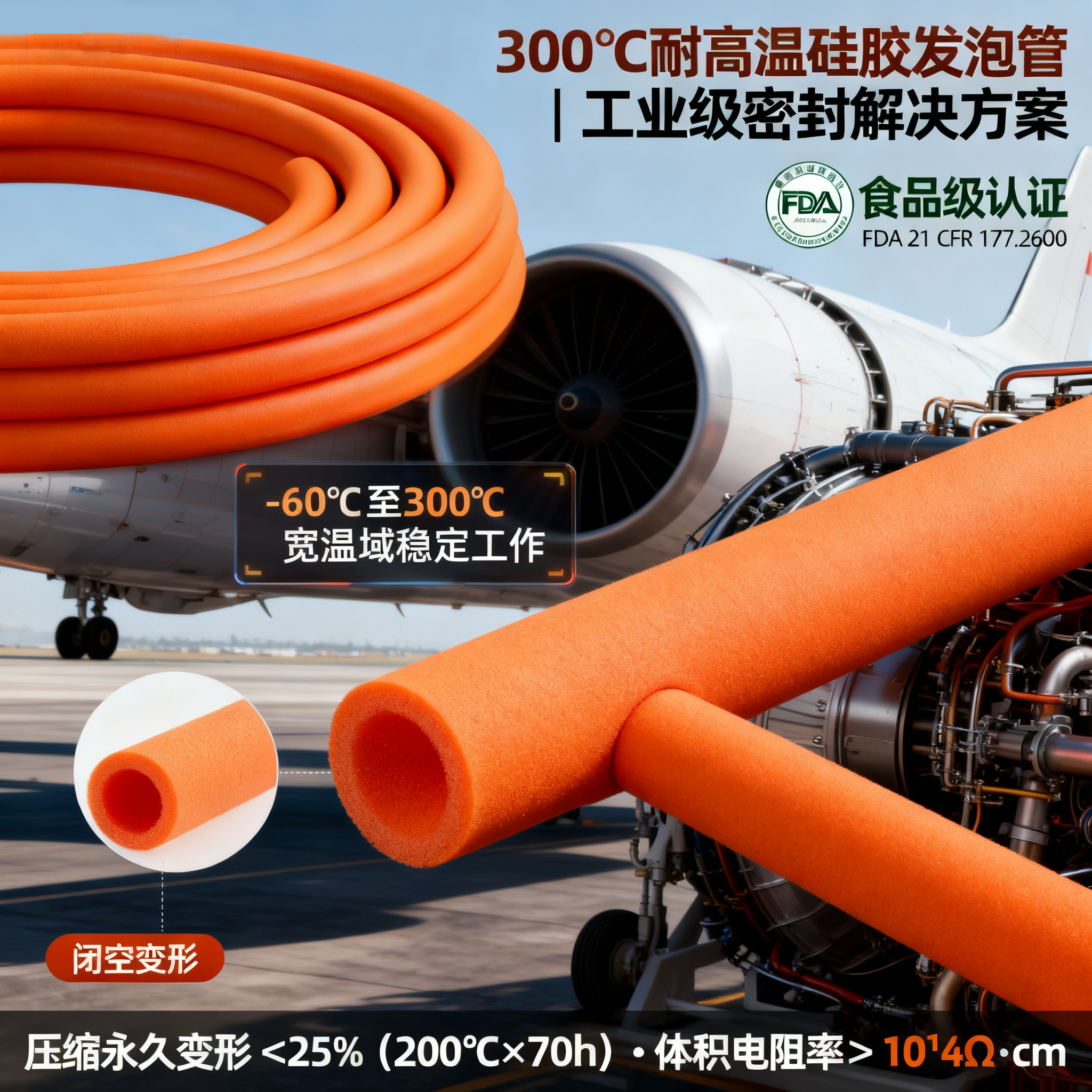 300度高溫（wēn）矽（guī）膠發泡管